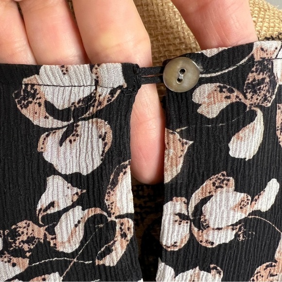 Garnet Hill Black Floral Eyelet Trim Silk Dress - Picture 8 of 13